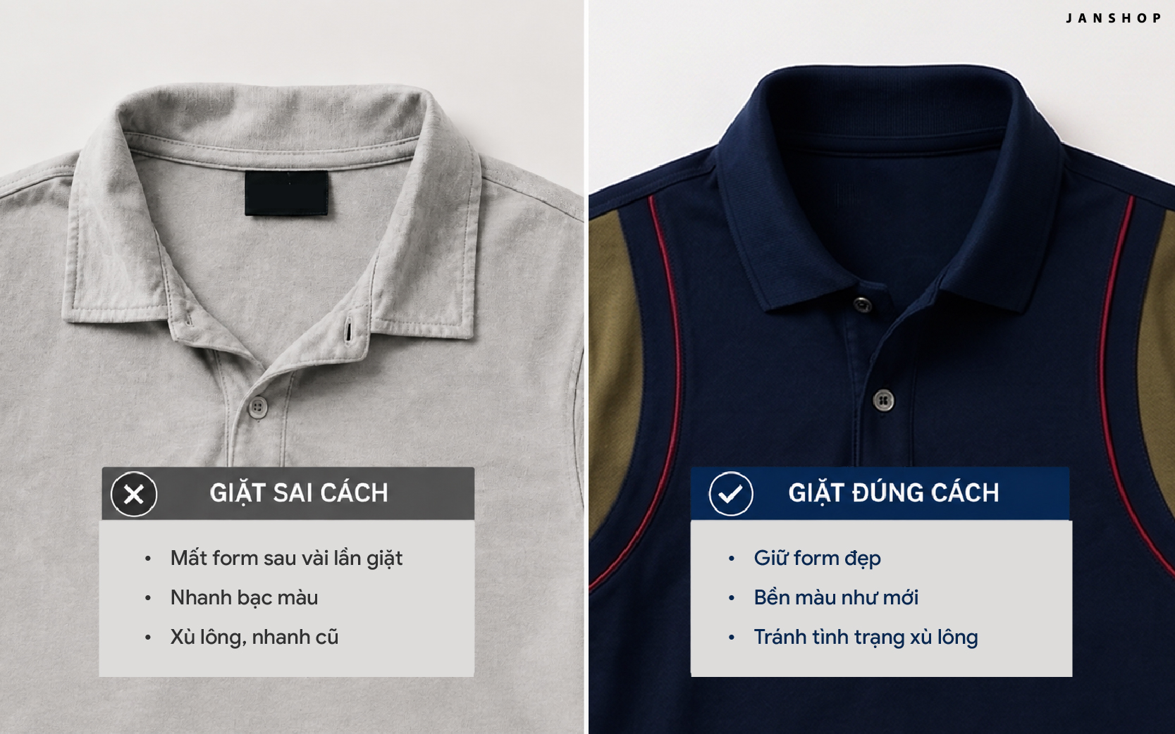 kéo dài tuổi thọ áo polo