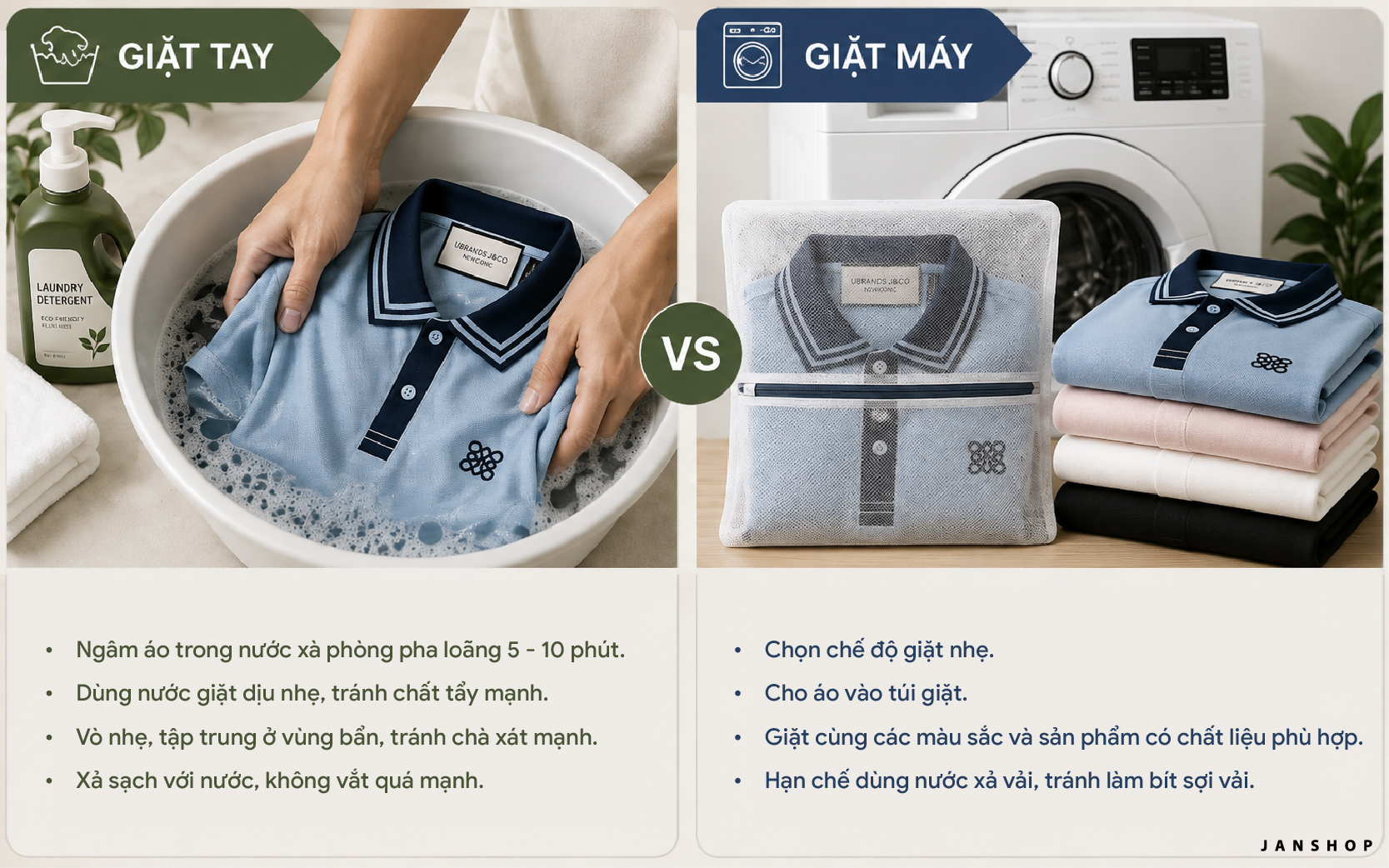 cách giặt áo polo