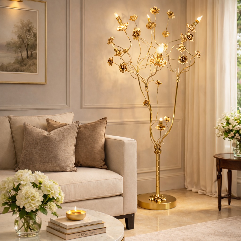 Đèn đứng trang trí hoa hồng