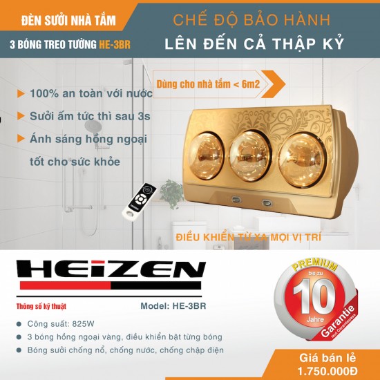 Đèn sười nhà tăm heizen HE-3BR