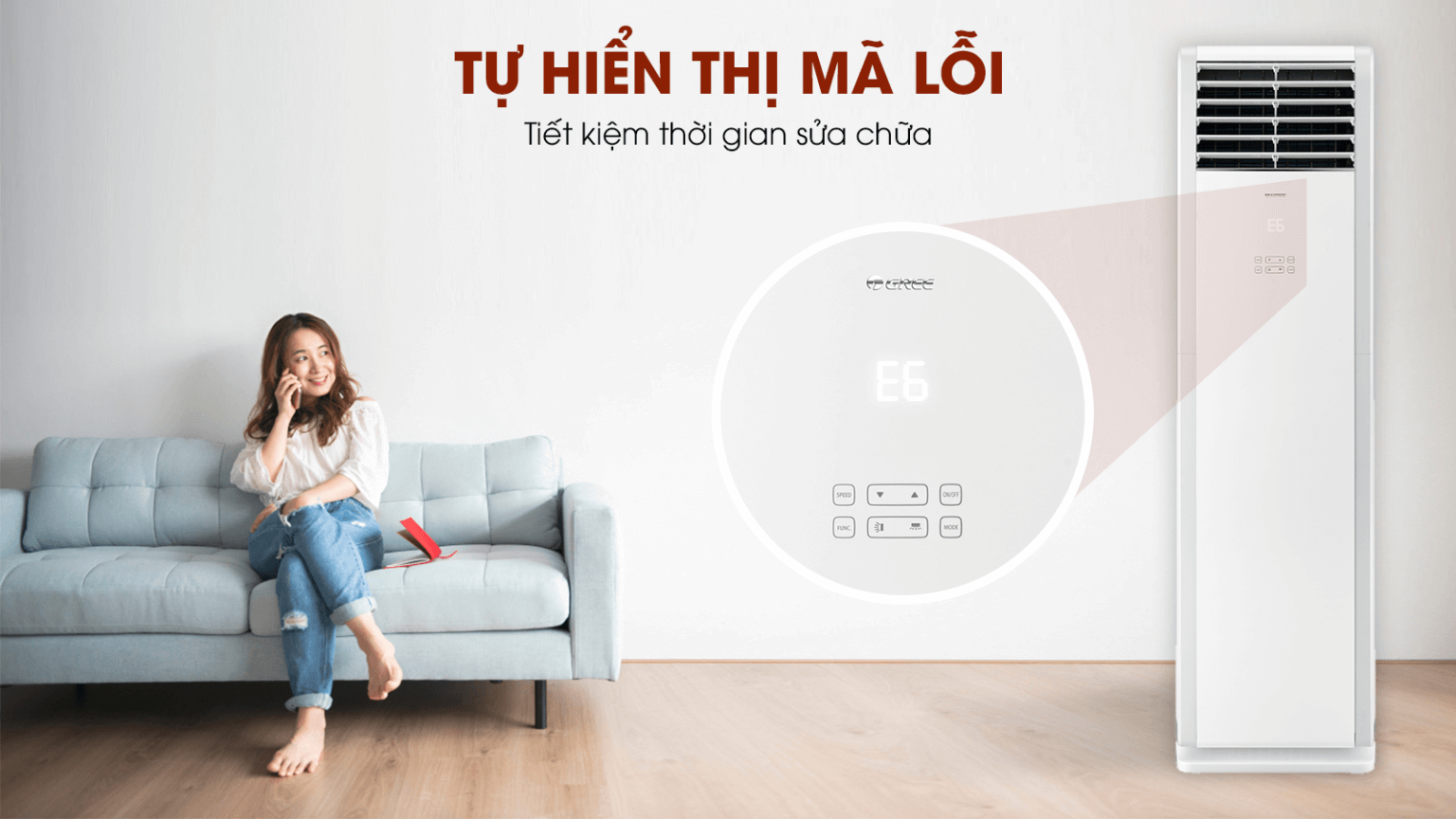 Điều Hòa Tủ Đứng GREE Wifi T-Fresh - Tự hiển thị mã lỗi