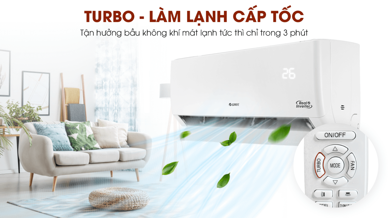 Máy Lạnh Treo Tường GREE Inverter Pular - Làm lạnh cấp tốc chỉ trong 3 phút