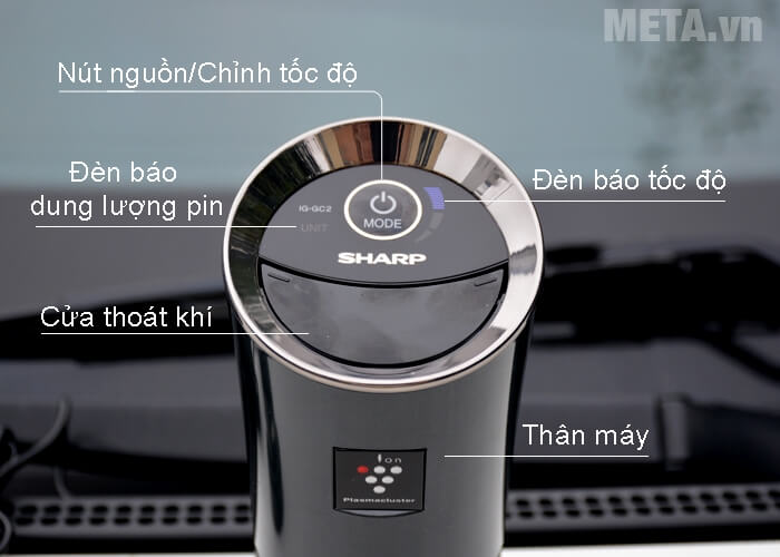 Máy Lọc Không Khí Mini Sharp IG-GC2E-N/B/P - Dành cho xe hơi, ôtô - Điện máy HAPA - Hàng Chính Hãng