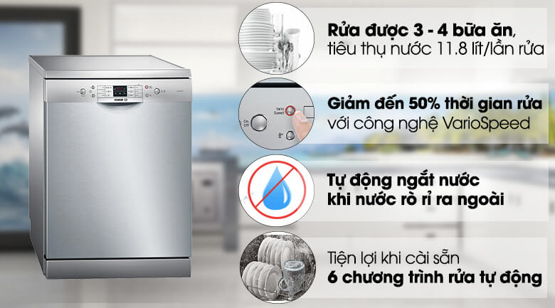 Máy Rửa Bát Bosch SMS63L08EA có nhiều tính năng ưu việt hơn các dòng khác.