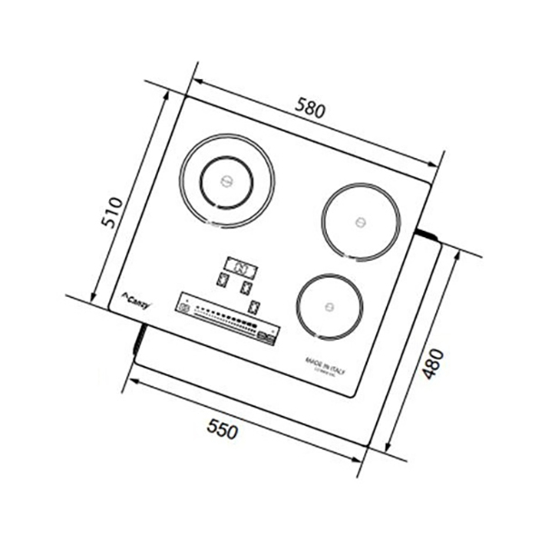 Bếp Điện Từ CANZY CZ-BMIX65I - 3 vùng nấu (2 từ + 1 hồng ngoại), mâm từ EGO Germany