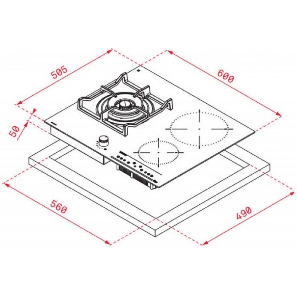 Bếp Gas Kết Hợp Bếp Từ Lắp Âm TEKA - WISH IG6201G 40213010 - 3 vùng nấu, Cảm ứng, Cảm biến an toàn