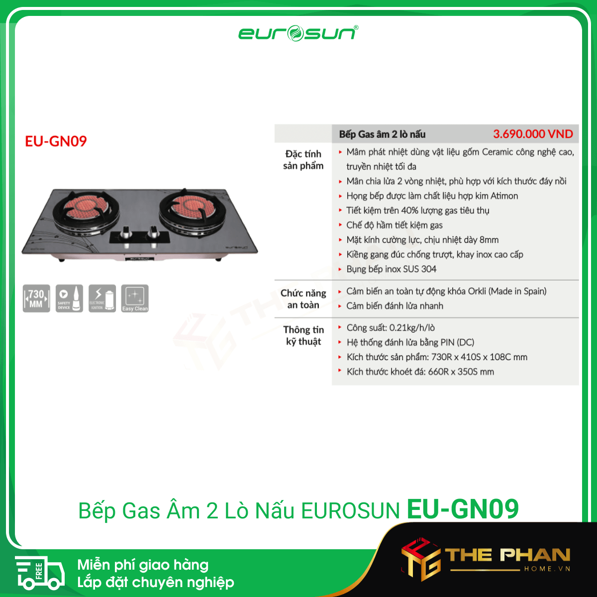 Bếp Gas Eurosun EU-GN09