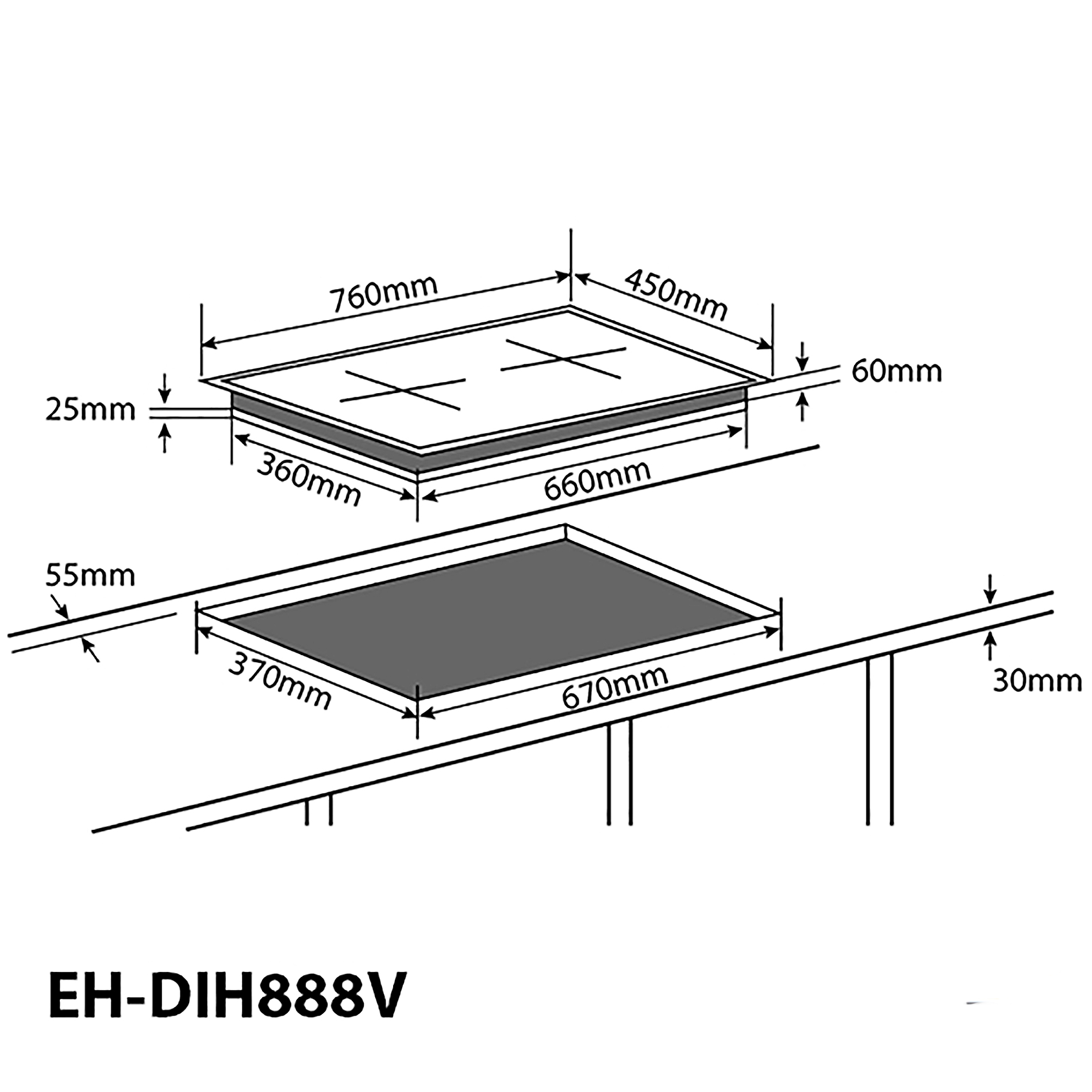 Bếp Từ Đôi CHEF'S EH-DIH888V - Inverter thông minh, Cảm ứng 9 mức công suất, Cảm biến an toàn