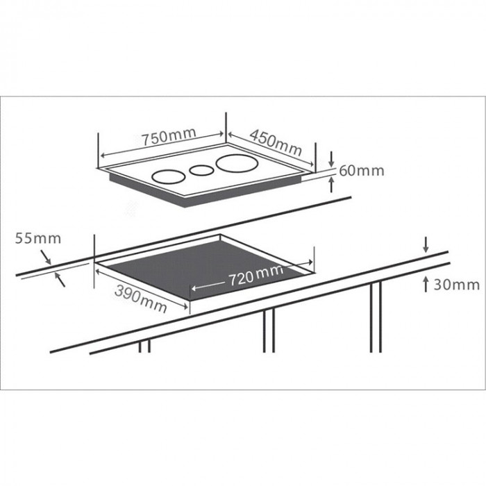 Bếp Từ CHEF'S EH-IH534 - 3 vùng nấu từ, Cảm ứng 9 mức công suất, Cảm biến an toàn