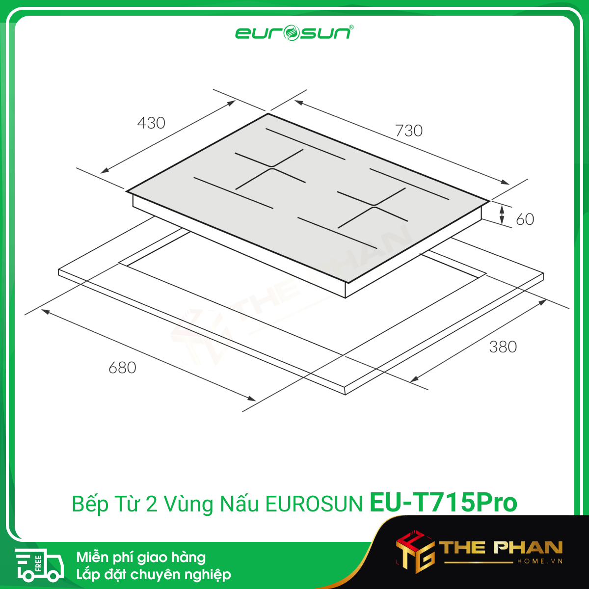 Bếp Từ Đôi Eurosun EU-T715Pro - Inverter thông minh