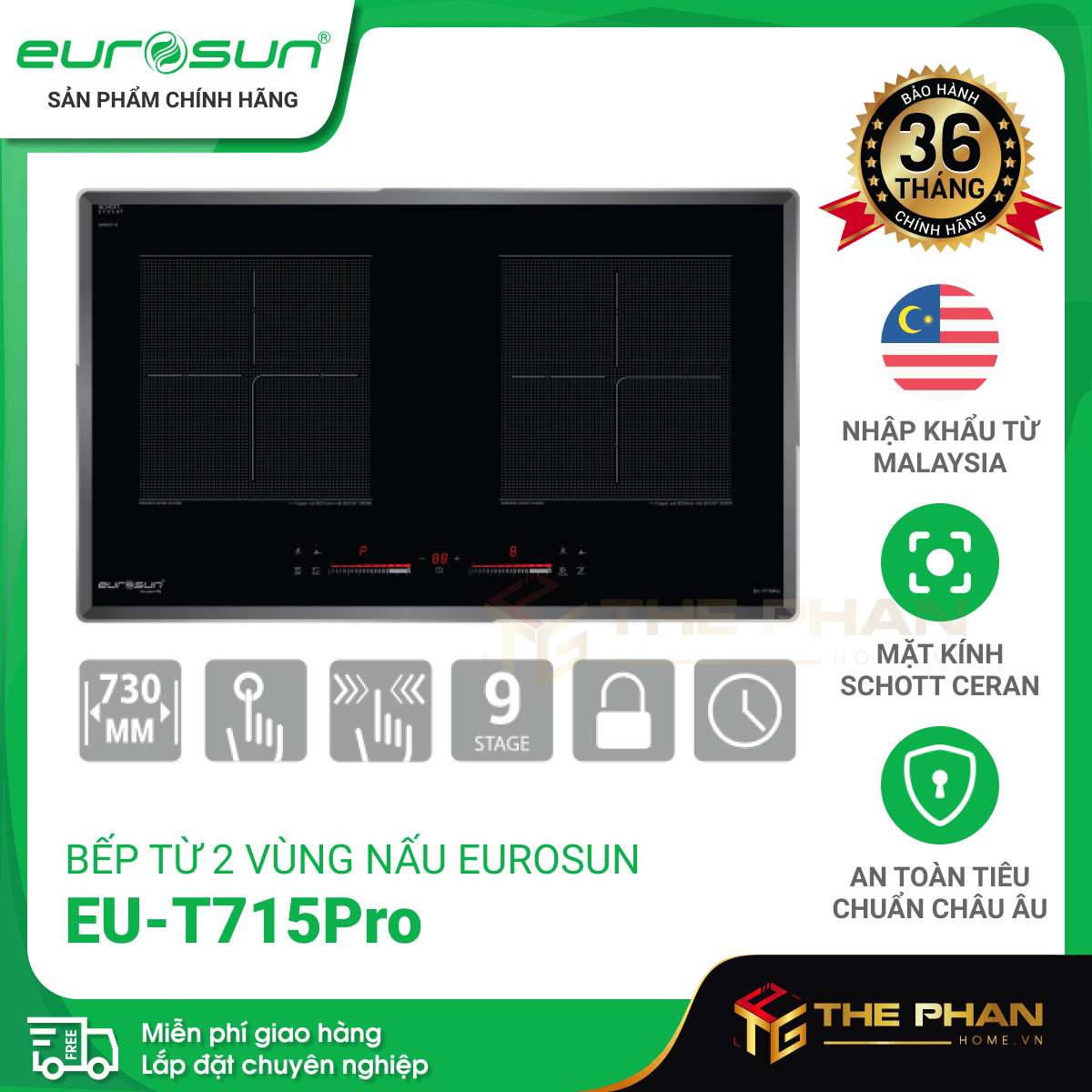 Bếp Từ Đôi Eurosun EU-T715Pro - Inverter thông minh