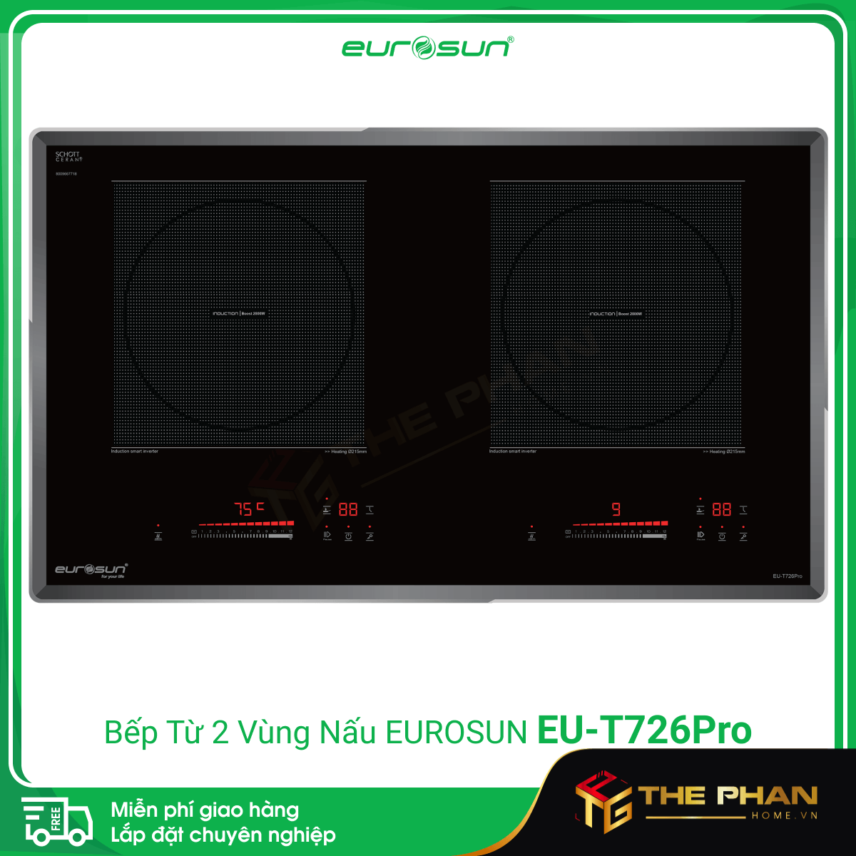 Bếp Từ Đôi Eurosun EU-T726Pro - Inverter thông minh