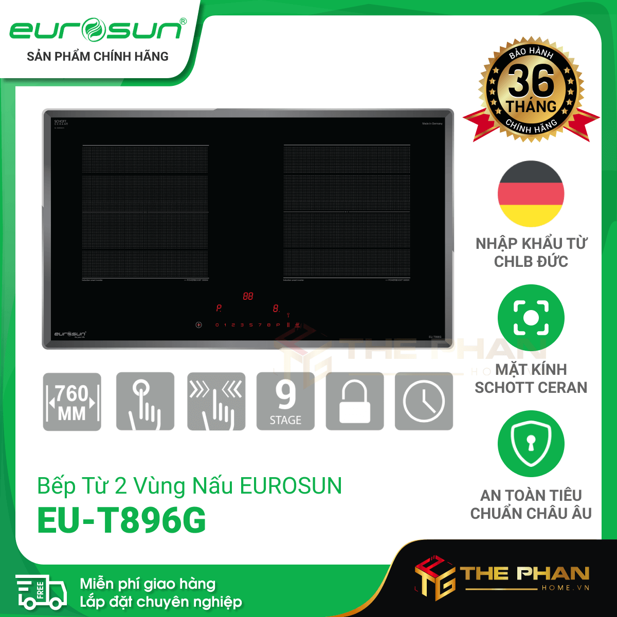 Bếp Từ Đôi Eurosun EU-T896G - Inverter Thông Minh