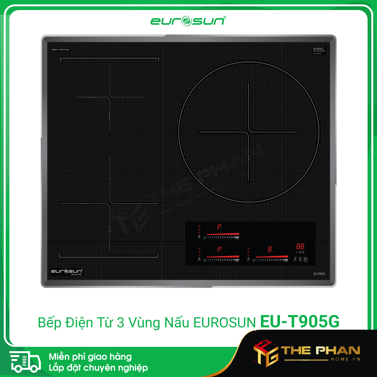 Bếp Từ Eurosun EU-T905G - 3 Vùng Nấu Cảm Ứng