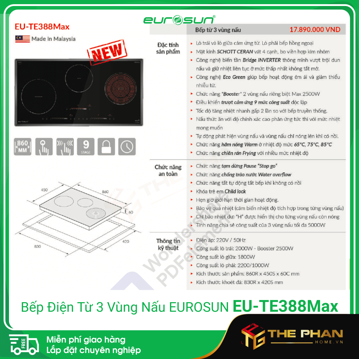 Bếp Điện Từ Eurosun EU-TE388Max