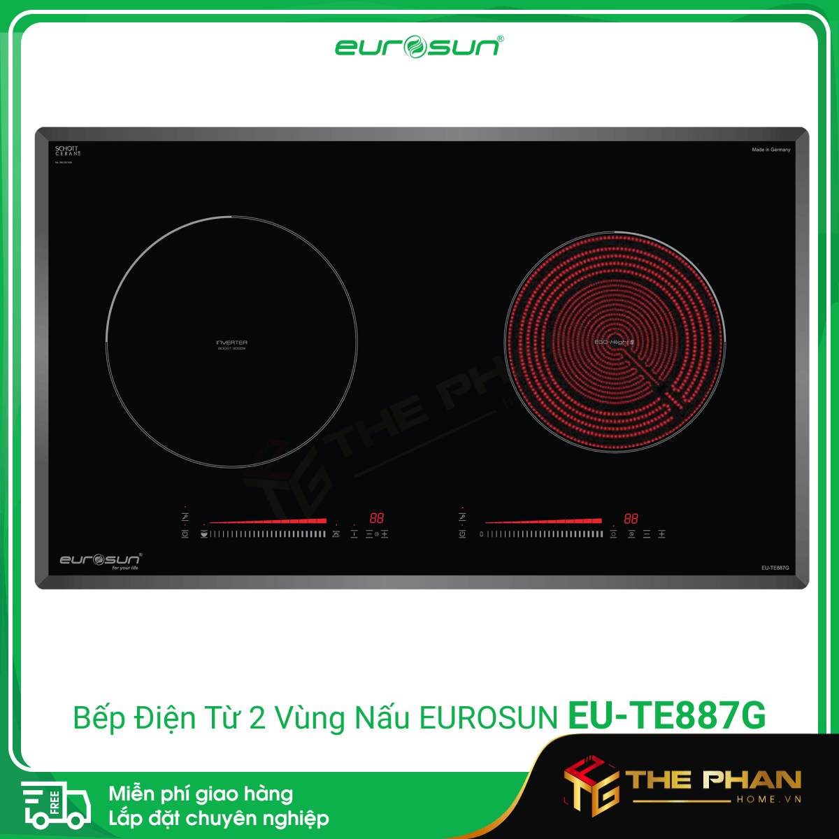 Bếp Điện Từ Đôi Eurosun EU-TE887G - Inverter Thông Minh