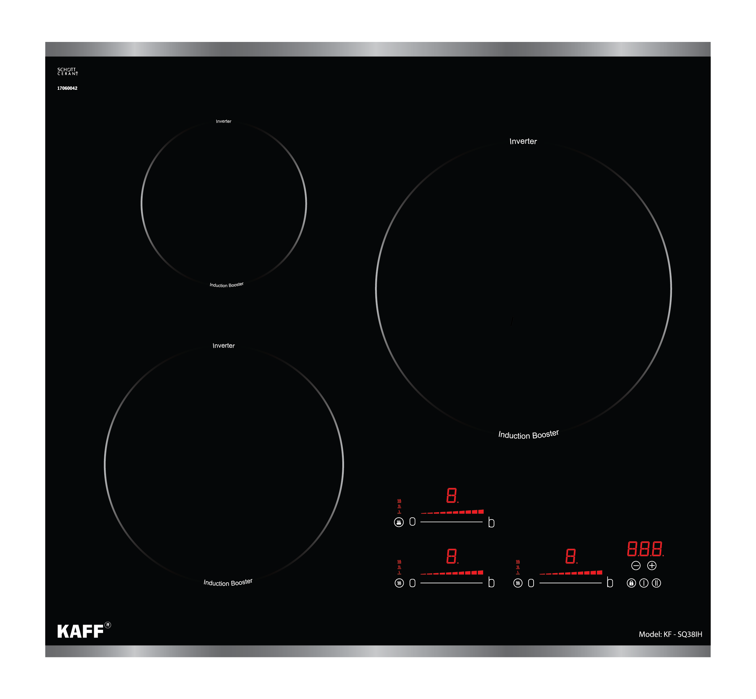 Bếp Từ KAFF KF-SQ38IH - 3 vùng nấu từ, Inverter tiết kiệm 40% điện, Booster nấu nhanh