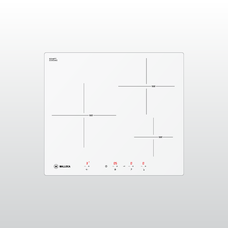 Bếp Từ Âm Malloca MI 593B, MI 593W - 3 vùng nấu từ