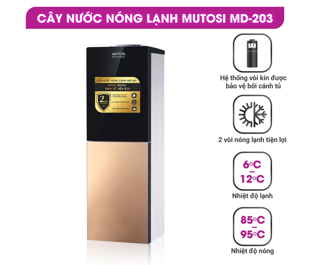 Cây Nước Nóng Lạnh Úp Bình Mutosi MD-203