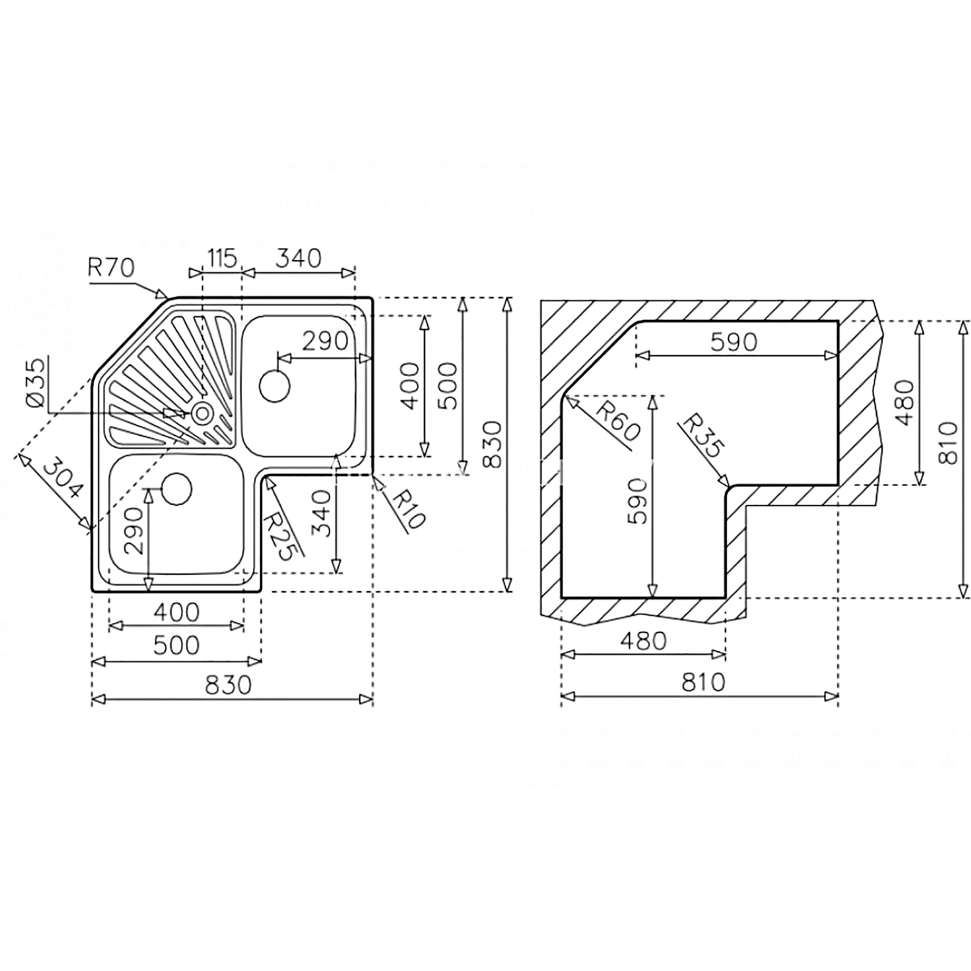 Chậu Rửa Chén TEKA - ANGULAR 2B 10118005 - Thép không gỉ AISI 304, Kèm phụ kiện