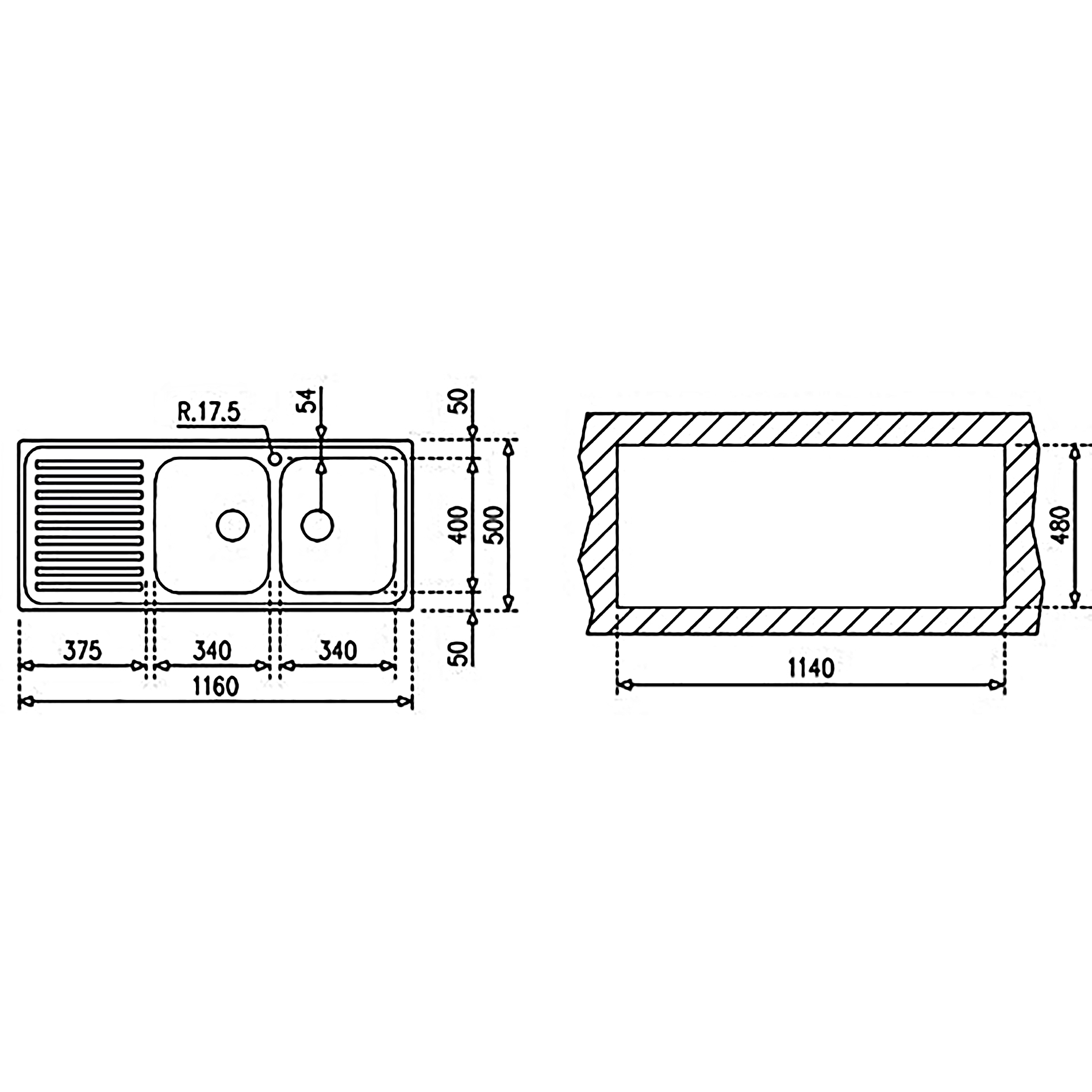 Chậu Rửa Chén TEKA - CLASSIC 1160.5002B1D 10119023 - Thép không gỉ AISI 304, Kèm phụ kiện