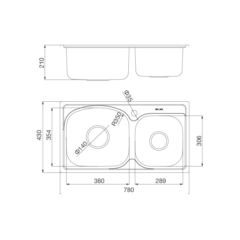 Chậu Rửa Chén Inox Malloca MS 1011P - Thép không gỉ 304