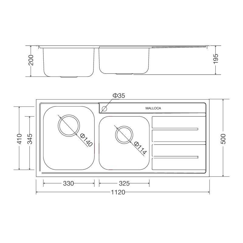 Chậu Rửa Chén Inox Malloca MS 1027R NEW, MS 1027L NEW - Thép không gỉ 304