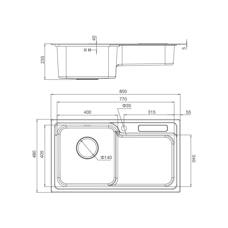 Chậu Rửa Chén Inox Malloca MS 1028D - Thép không gỉ 304