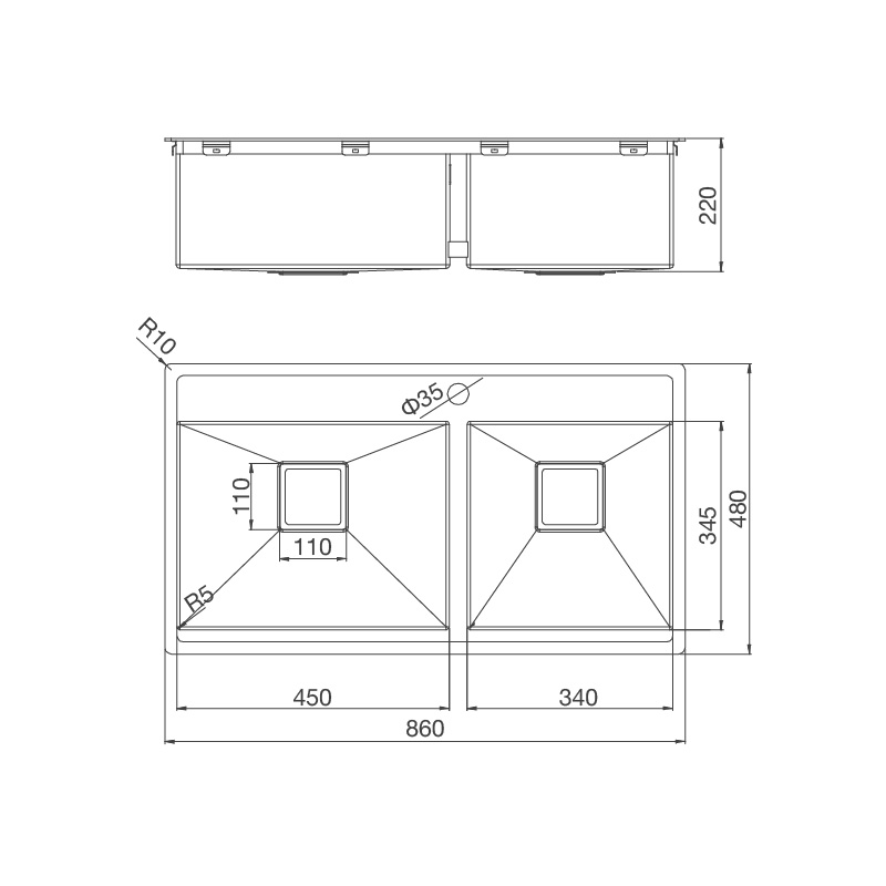 Chậu Rửa Chén Inox Malloca MS 6304T - Thép không gỉ 304