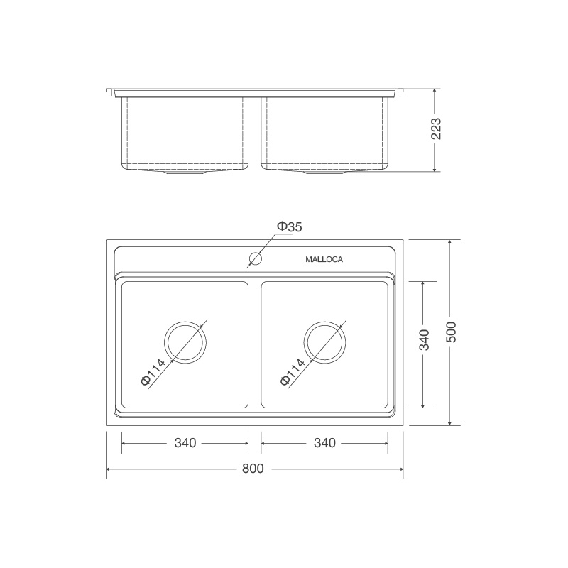 Chậu Rửa Chén Inox Malloca MS 8812 - Thép không gỉ 304