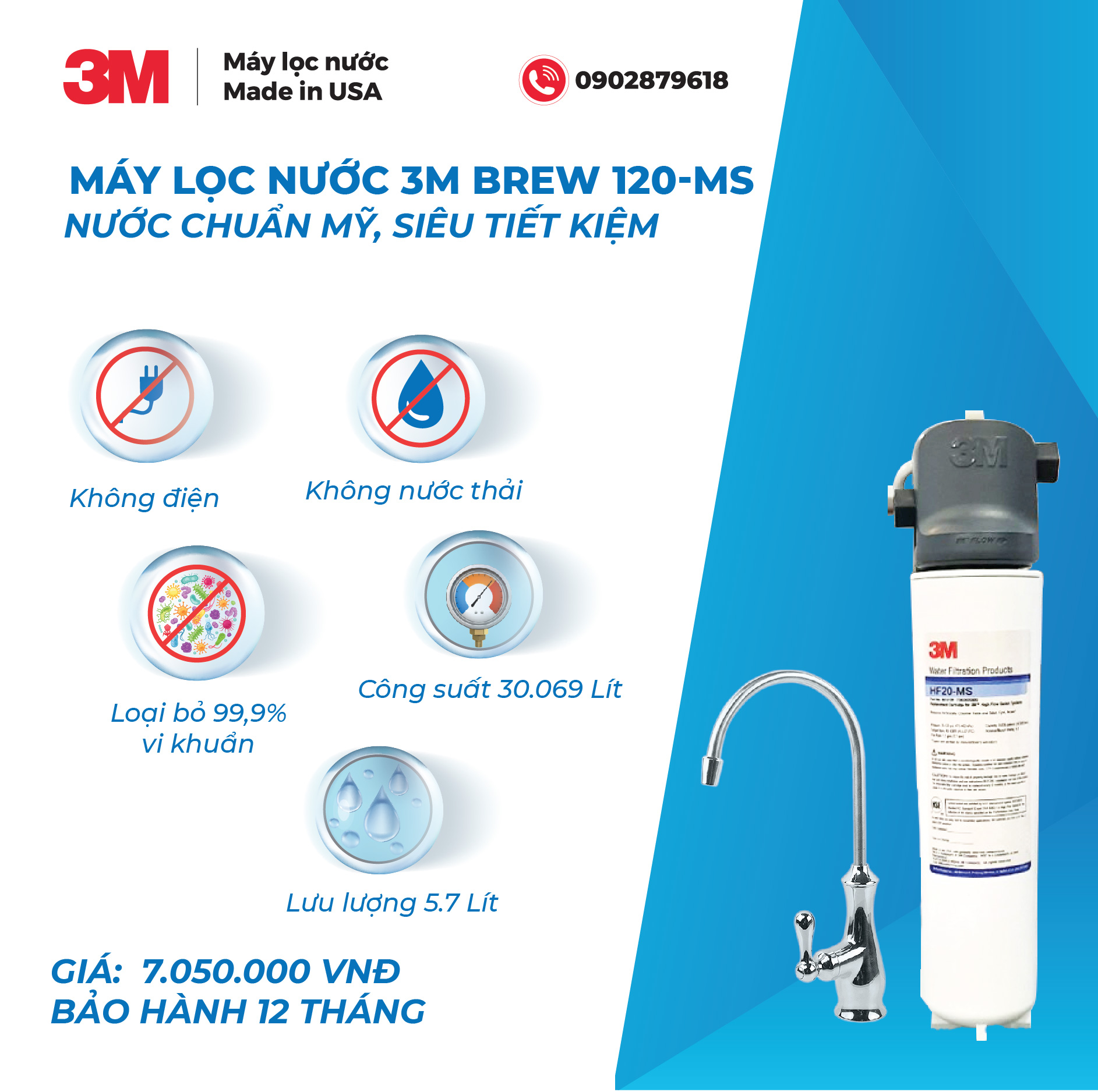 Máy Lọc Nước 3M BREW 120MS - Lắp Bồn Rửa