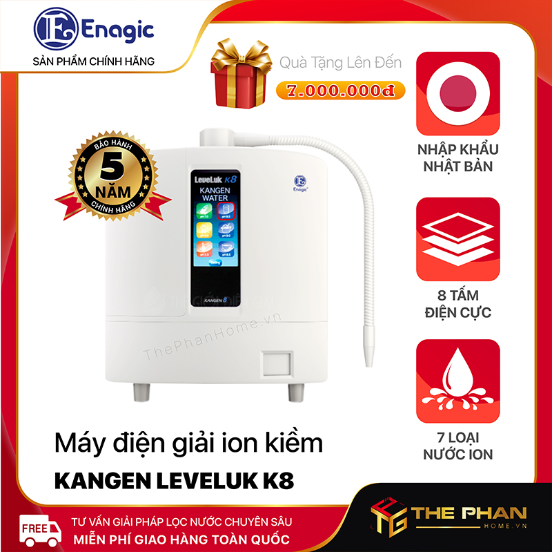 Máy Lọc Nước Kangen Enagic LEVELUK K8 Điện Giải Ion Kiềm -8 Tấm