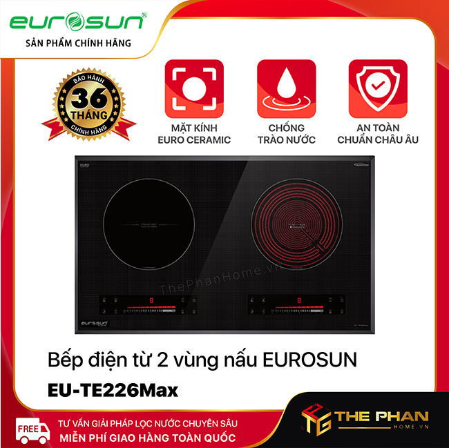Bếp Điện Từ Đôi Eurosun EU-TE226Max - Inverter thông minh, Cảm ứng từ + Hồng ngoại