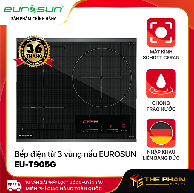 Bếp Từ Eurosun EU-T905G - 3 Vùng Nấu Cảm Ứng