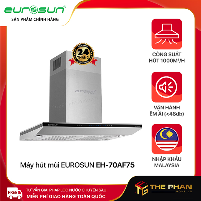 Máy Hút Mùi Eurosun EH-70AF75 | EH-90AF75 - Hút mùi gắn tường, 1000m3/h, inverter DC