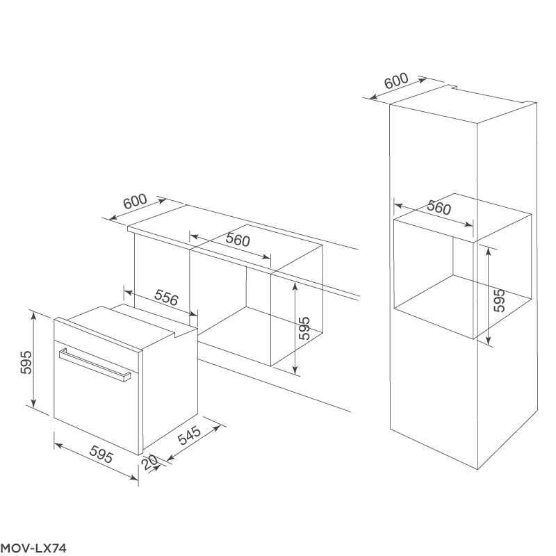 Lò Nướng Điện Âm Tủ Malloca MOV-LX74 - 74 Lít