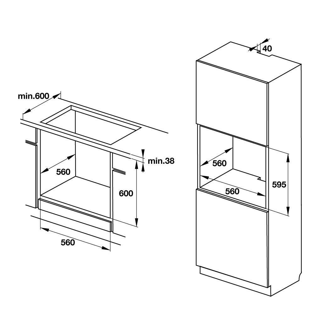 Lò Nướng Âm Tủ Hafele HO-T60D 534.05.561 - 65 Lít