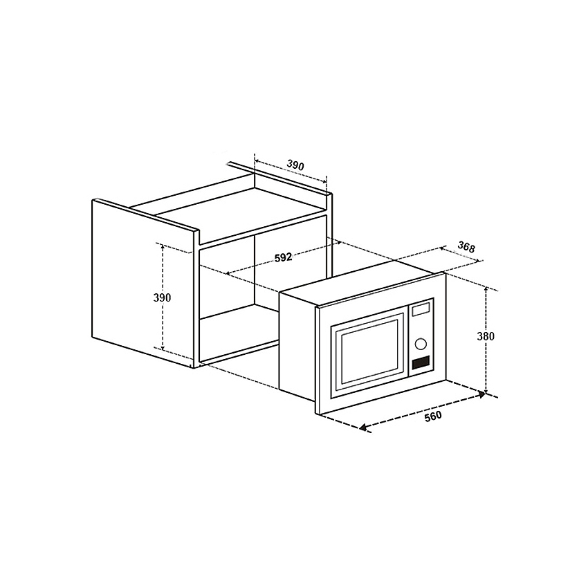 Lò Vi Sóng Âm Tủ CHEF'S EH-MW801B - Dung tích 25 Lít, 11 chương trình nấu tự động, Khoang lò tráng men inox an toàn