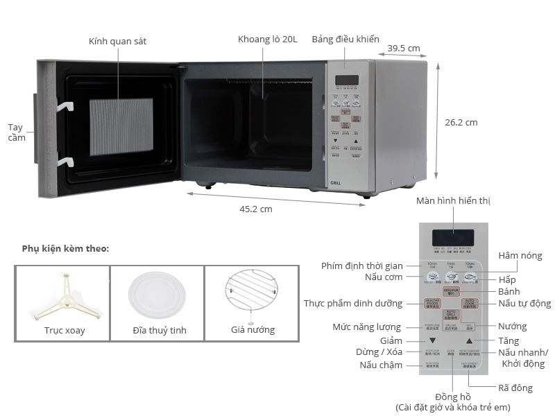 Lò Vi Sóng Điện Tử Có Nướng Sharp R-678VN(W) (20 Lít)