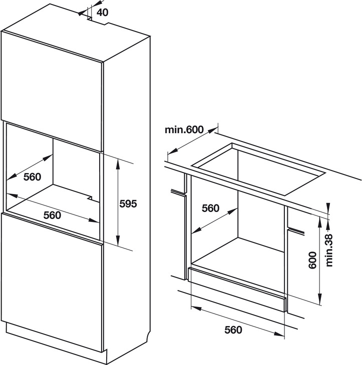 Lò Nướng Kết Hợp Vi Sóng Âm Tủ Hafele HMO-T60A 535.62.551 - 44 Lít