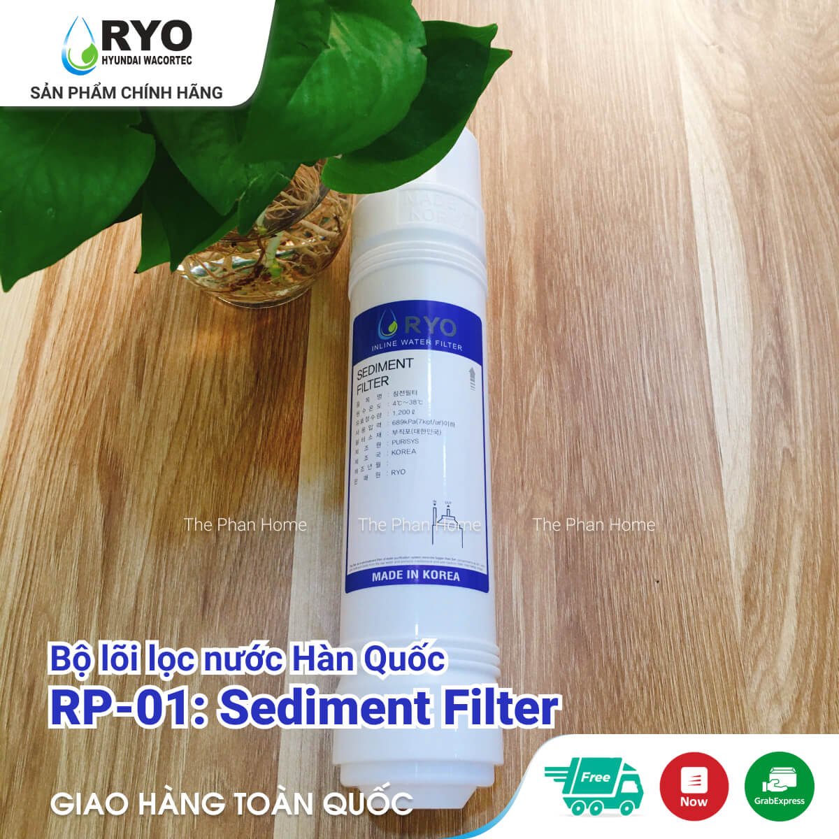 Lõi Lọc Nước RYO RP-01 - Sediment Filter - Nhập khẩu Hàn Quốc, dùng cho mọi dòng Máy Lọc Nước UF (như RYO Hyundai, KoriHome, Canzy, CNC, Humero...)