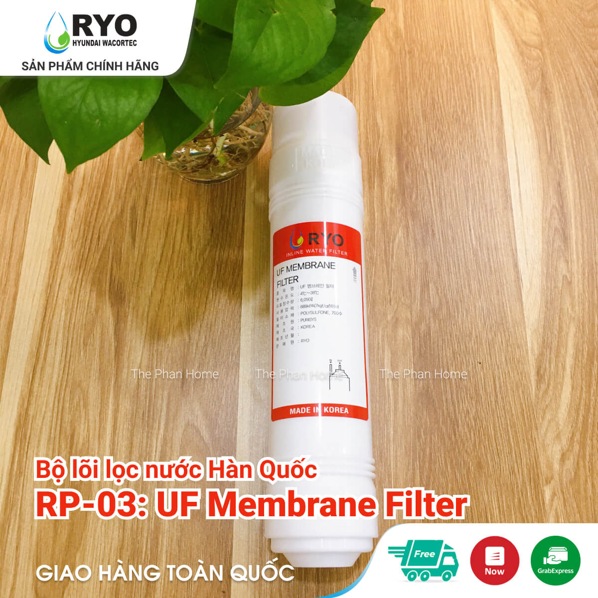 Lõi Lọc Nước RYO RP-03 - UF Menbrane Filter - Nhập khẩu Hàn Quốc, dùng cho mọi dòng Máy Lọc Nước UF (như RYO Hyundai, KoriHome, Canzy, CNC, Humero...)