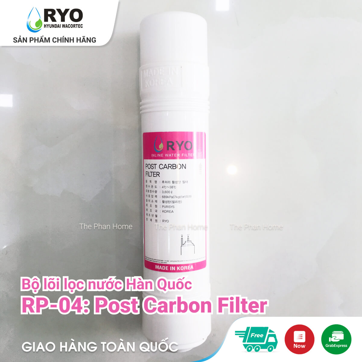 Lõi Lọc Nước RYO Hyundai Wacortec - Lõi Post-Carbon Filter - RP04