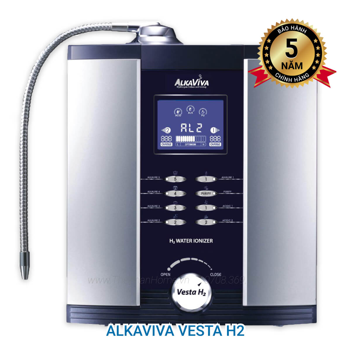 Máy Lọc Nước Điện Giải Ion Kiềm Giàu Hydro ALKAVIVA VESTA H2