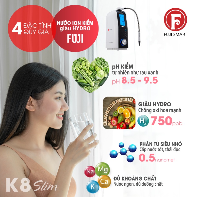 Máy Lọc Nước Điện Giải Ion Kiềm FUJI SMART K8 SLIM