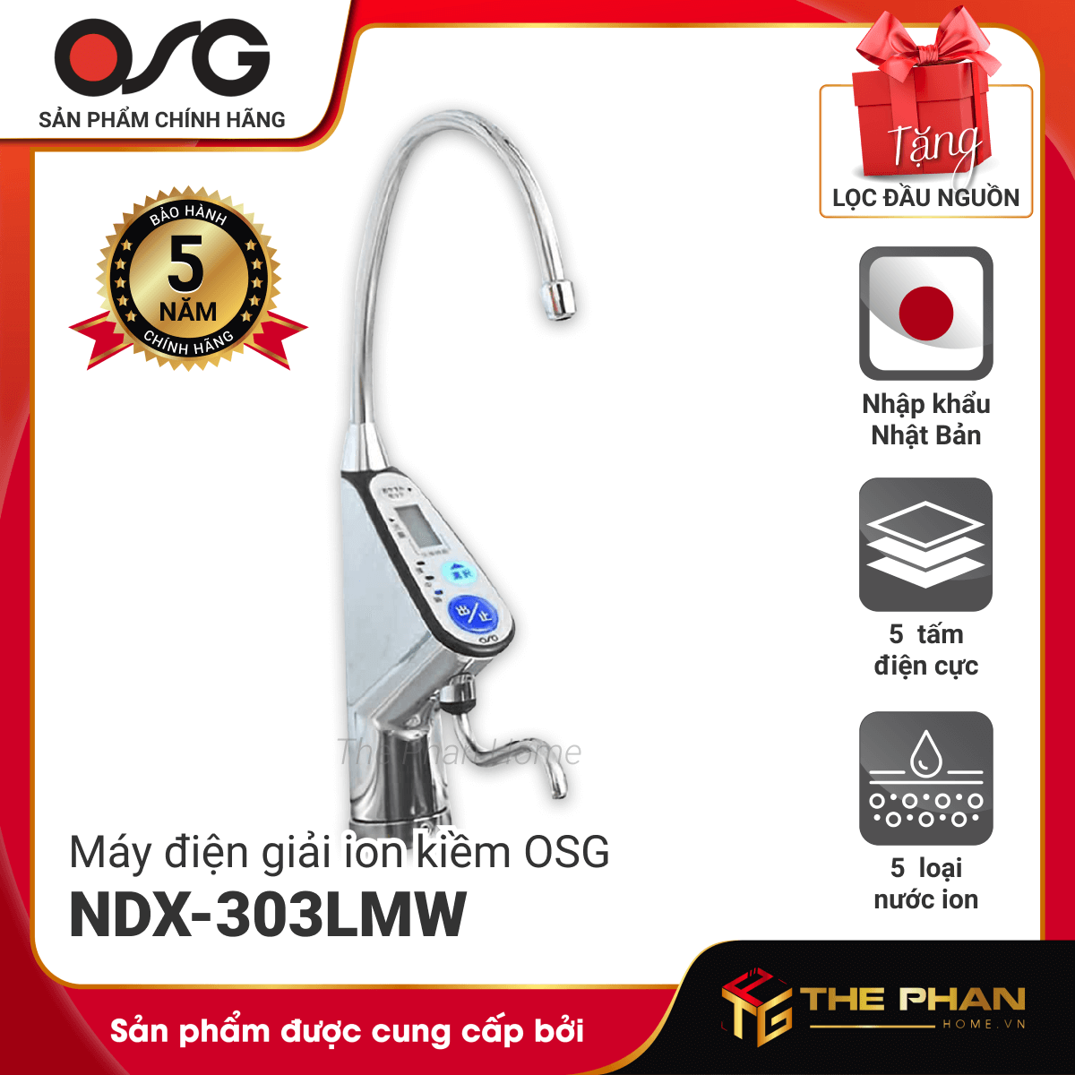 Máy Lọc Nước Điện Giải Ion Kiềm OSG NDX-303LMW