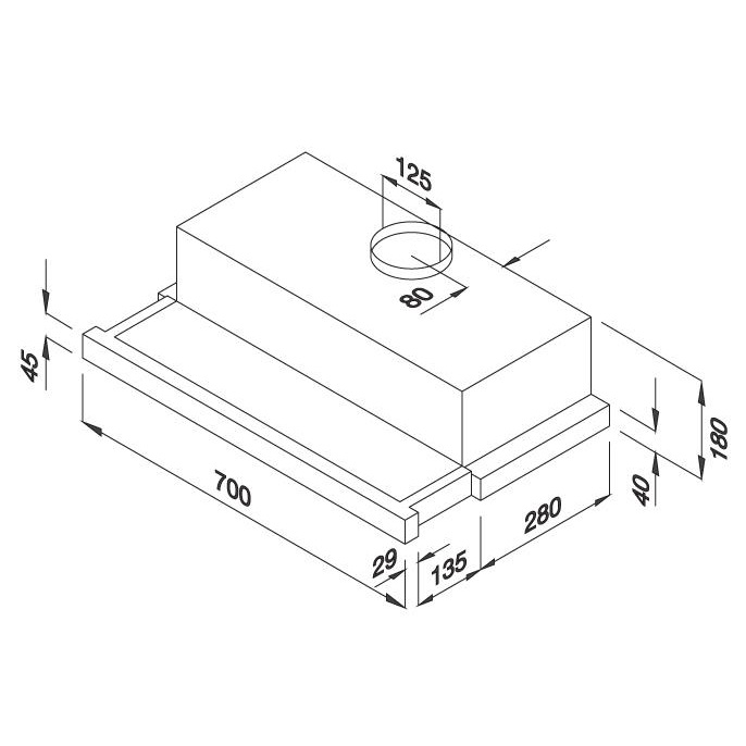 Máy Hút Khói Khử Mùi Âm Tủ Malloca H205.7-WG, H205.7-G - 550m³/h