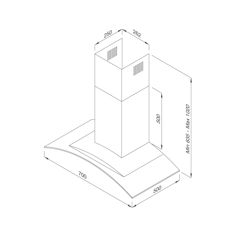 Máy Hút Khói Khử Mùi - Áp Tường Malloca Gama K3155.7, K3155.9 - 700m³/h