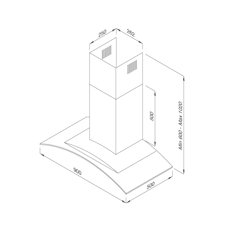 Máy Hút Khói Khử Mùi - Áp Tường Malloca Gama K3155.7, K3155.9 - 700m³/h