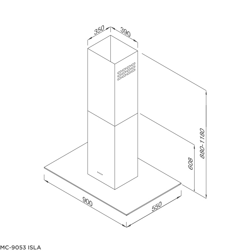 Máy Hút Khói Khử Mùi - Treo Độc Lập Malloca MC-9053 ISLA - 850m³/h